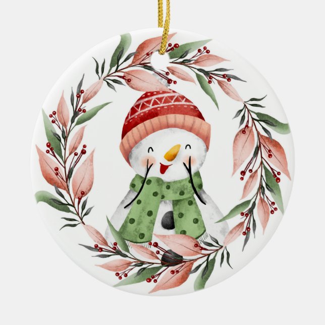 Snowman  ceramic ornament (Front)