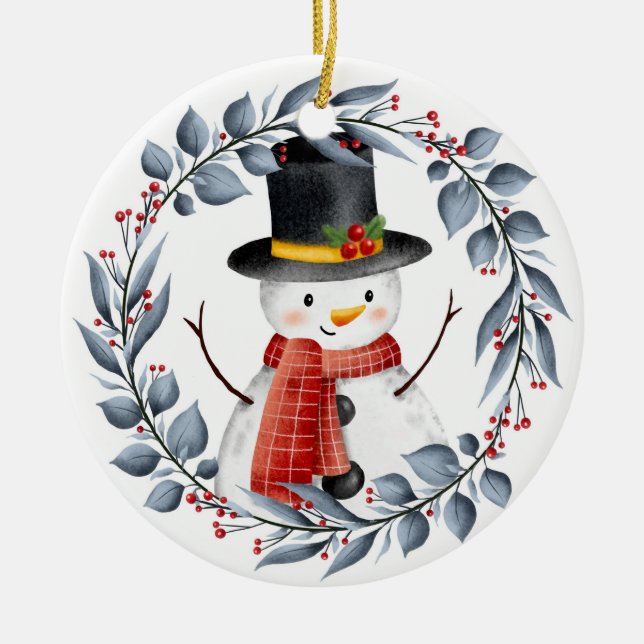 Snowman  ceramic ornament (Front)