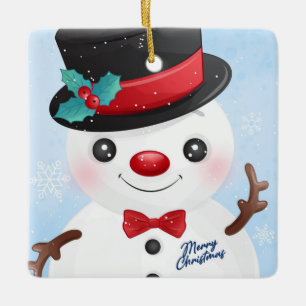 Snowman Ceramic Ornament