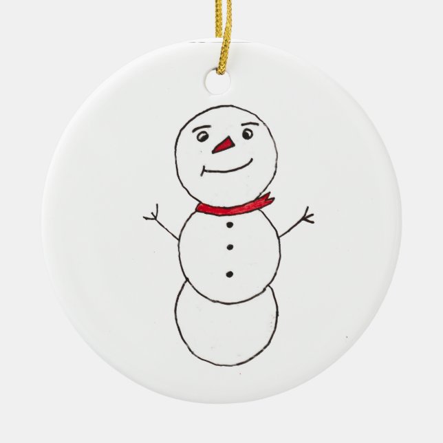 Snowman  ceramic tree decoration (Front)