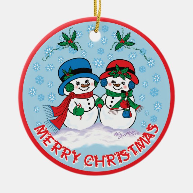 Snowman Ceramic Tree Decoration (Front)