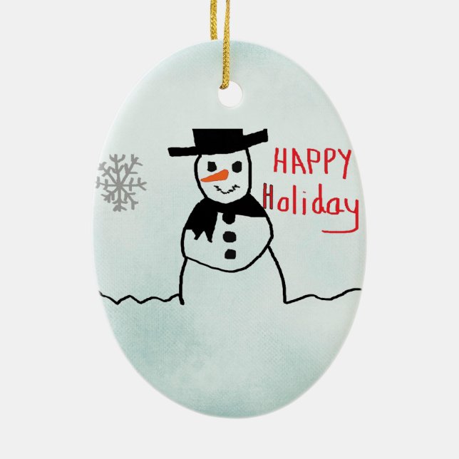 Snowman Ceramic Tree Decoration (Back)
