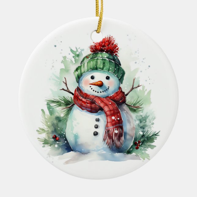 Snowman Ceramic Tree Decoration (Front)