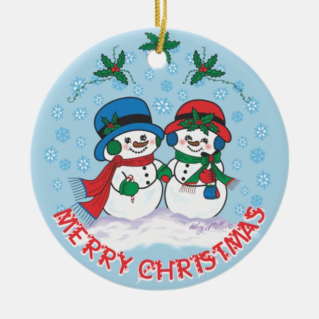 Snowman Ceramic Tree Decoration (Front)