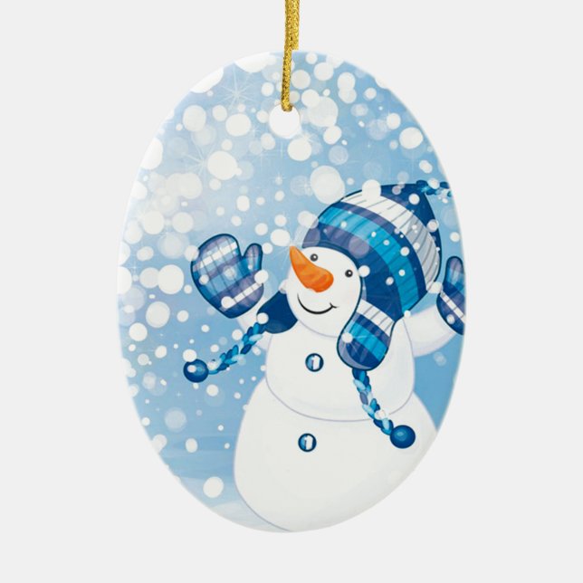 Snowman Ceramic Tree Decoration (Front)