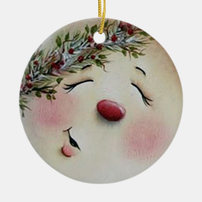 Snowman Ceramic Tree Decoration (Front)