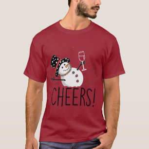 Snowman Cheers Wine Christmas Funny Xmas Winter T-Shirt