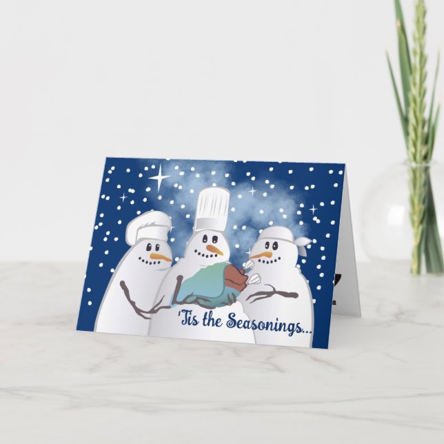 Snowman chef culinary restaurant caterer Christmas Holiday Card (Front)