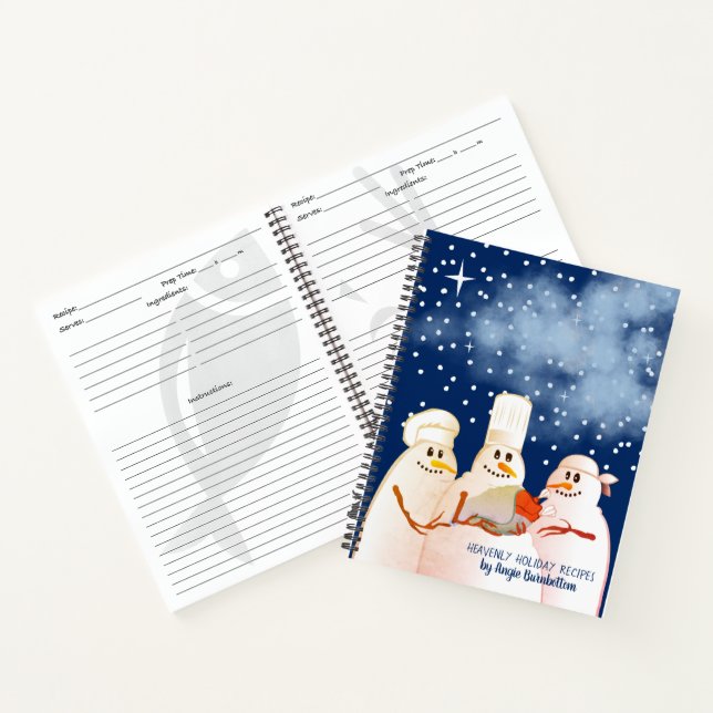 Snowman chef holiday cookbook recipe notebook (Inside)