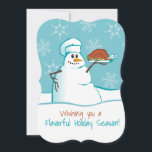 Snowman chef turkey dinner culinary Christmas card<br><div class="desc">A snowman wearing a chef's hat,  serving up a turkey dinner on this culinary Christmas card perfect for your sending to your customers from your personal chef,  catering,  restaurant,  or other food,  cooking or culinary business.</div>