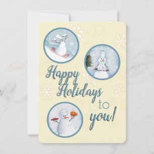 Snowman chefs catering restaurant food service holiday card