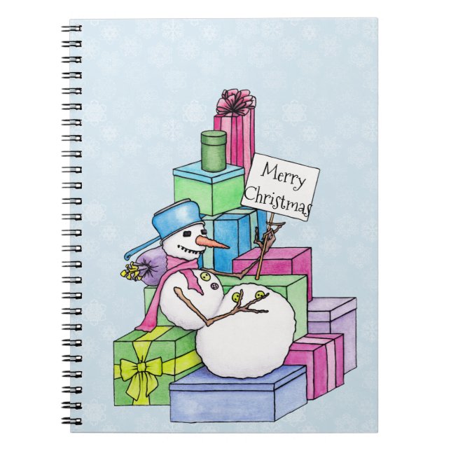 Snowman chilling on presents notebook (Front)