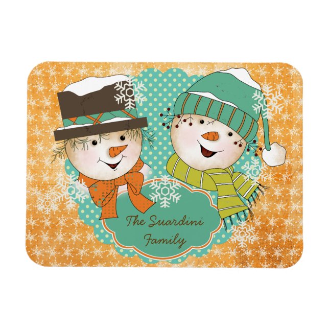 Snowman Christmas 2 Personalised Flexi Magnet (Horizontal)