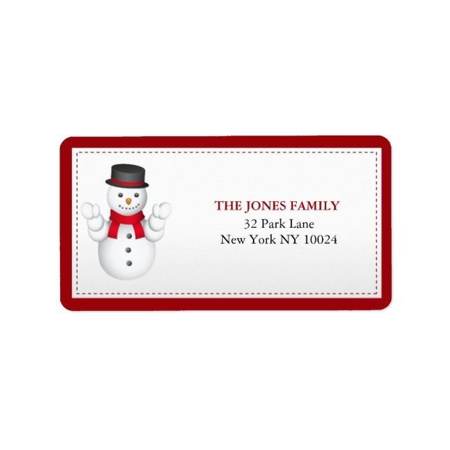 Snowman -Christmas address labels (Front)