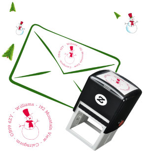 Snowman Christmas Address Self-inking Stamp
