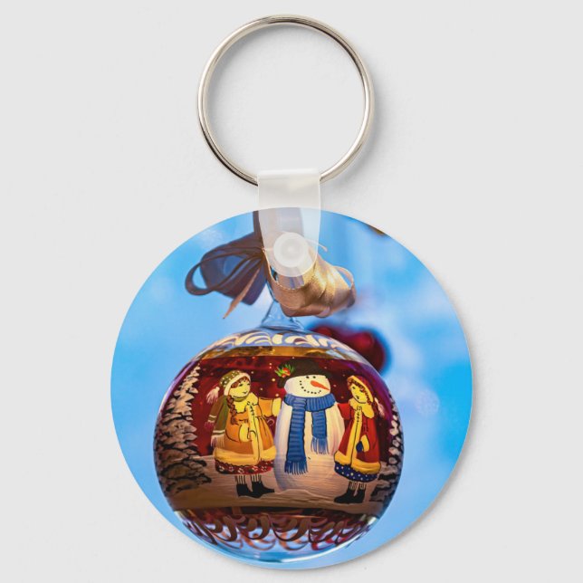 Snowman Christmas Ball Key Ring (Front)