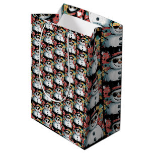 Snowman Christmas Brushstroke Splatter Cool Winter Medium Gift Bag