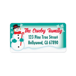 Snowman Christmas Card Address Labels