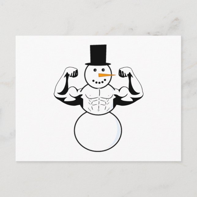 Snowman Christmas Card Bodybuilder Fitness (Front)