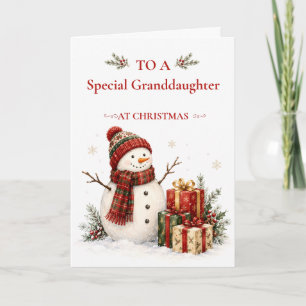 Snowman Christmas Card for Granddaughter