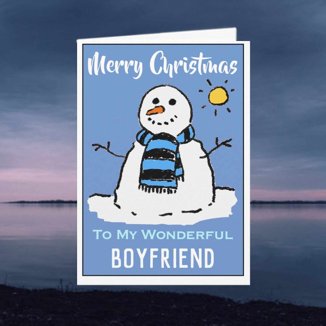 Snowman Christmas Card. Happy Christmas boyfriend Holiday Card (Creator Uploaded)