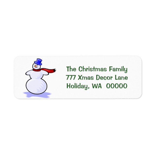 Snowman Christmas Cards Return Address Stickers (Front)