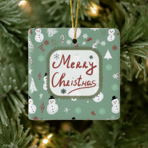 Snowman Christmas Ceramic Ornament
