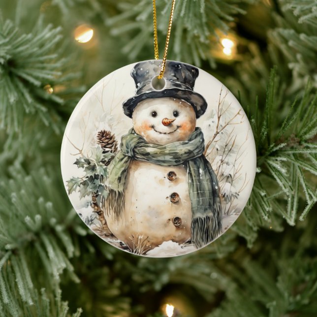 Snowman Christmas  Ceramic Tree Decoration (Tree)