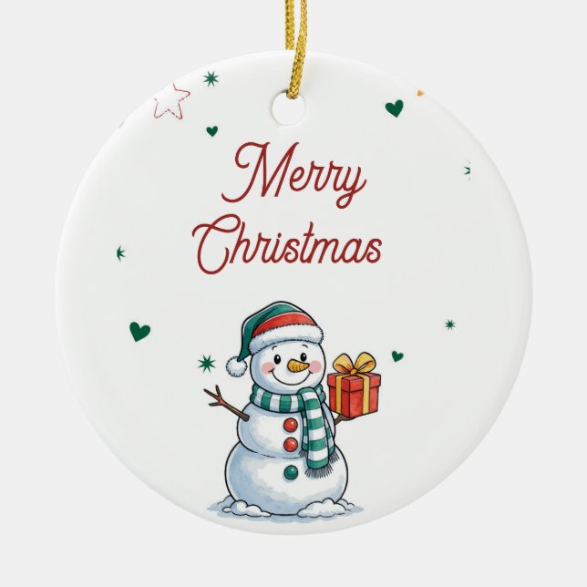 Snowman Christmas Ceramic Tree Decoration (Front)