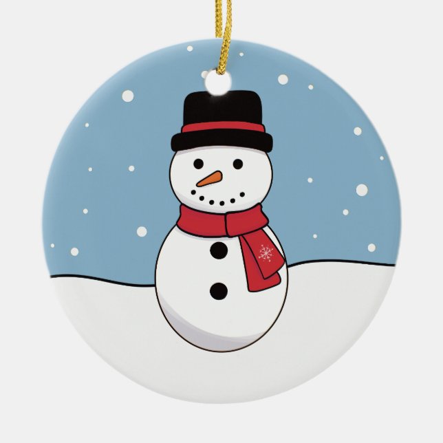 Snowman Christmas  Ceramic Tree Decoration (Front)