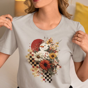 Snowman Christmas Chequered Board retro  Tri-Blend Shirt