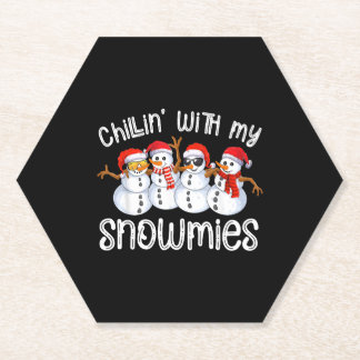 Snowman Christmas Chillin With My Snowmies Paper Coaster