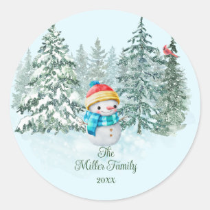 Snowman Christmas Classic Round Sticker