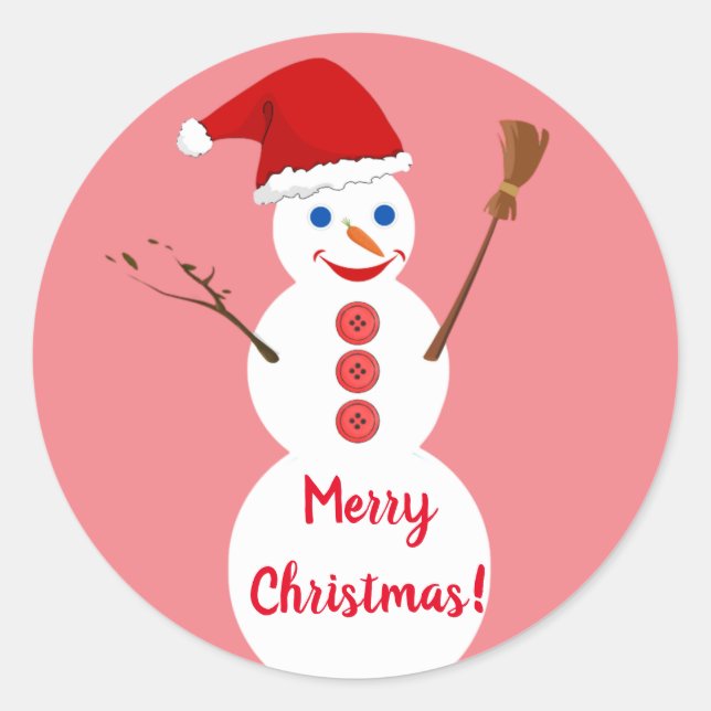 Snowman Christmas Classic Round Sticker (Front)