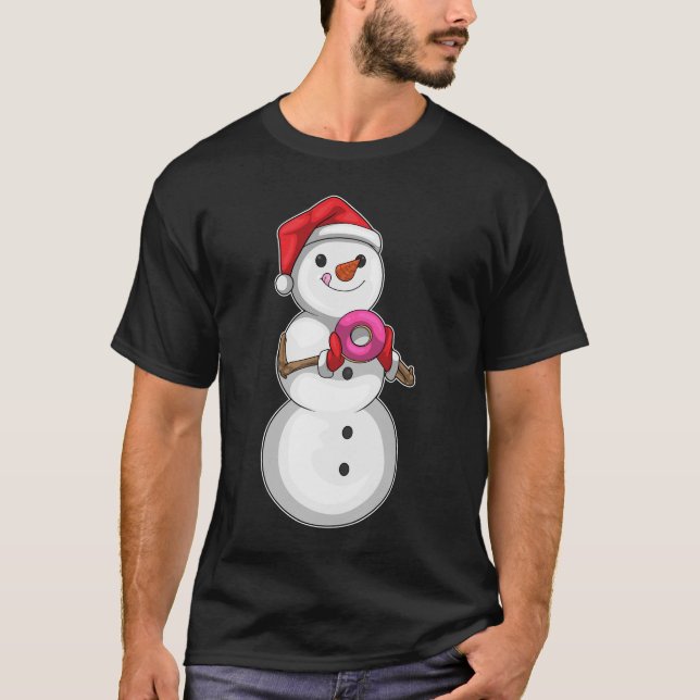Snowman Christmas Donut T-Shirt (Front)