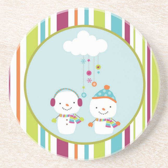 Snowman Christmas Drink Coaster (Front)