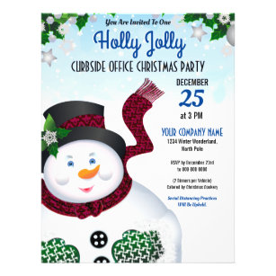 Snowman Christmas Drive-Thru Holiday Party Flyer