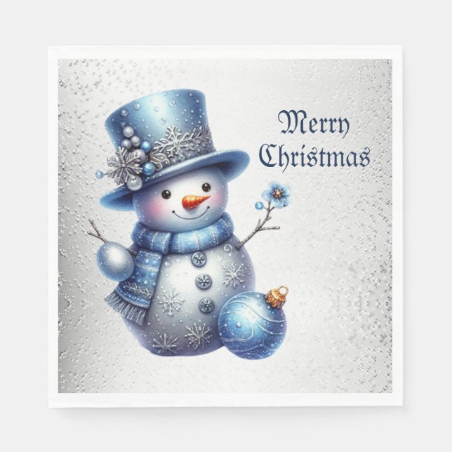 Snowman Christmas Elegant Winter Holidays Napkin (Front)
