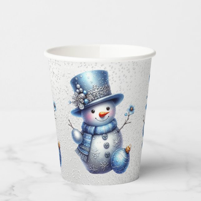 Snowman Christmas Elegant Winter Holidays Paper Cups (Left)