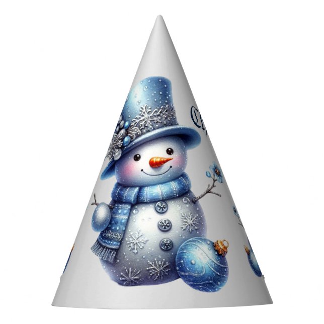 Snowman Christmas Elegant Winter Holidays Party Hat (Front)