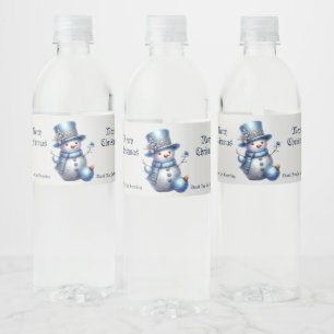 Snowman Christmas Elegant Winter Holidays Water Bottle Label