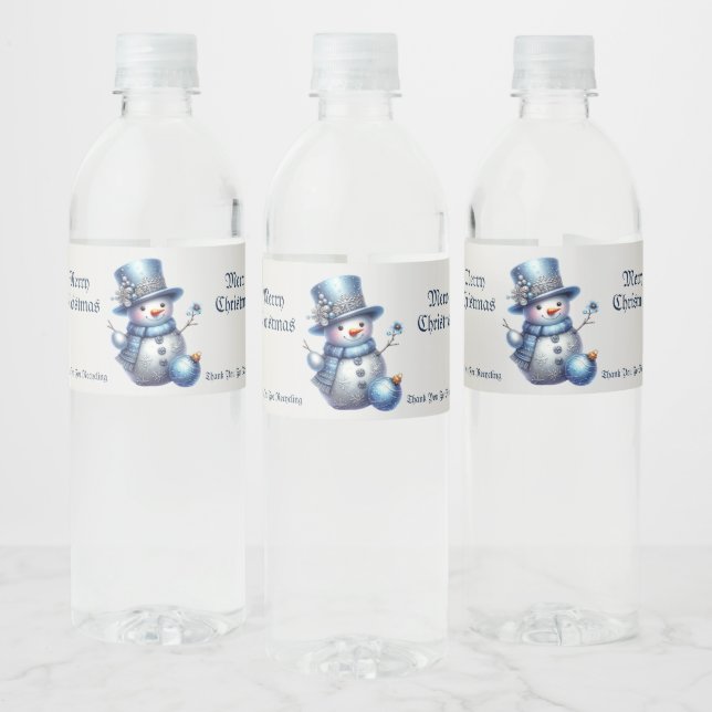 Snowman Christmas Elegant Winter Holidays Water Bottle Label (Bottles)