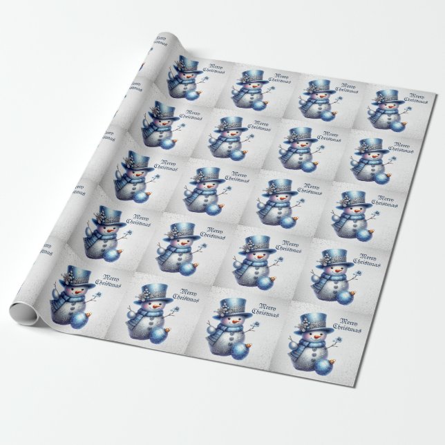 Snowman Christmas Elegant Winter Holidays Wrapping Paper (Unrolled)