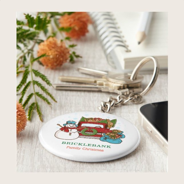 Snowman Christmas Family Matching Personalized Key Ring (Creator Uploaded)