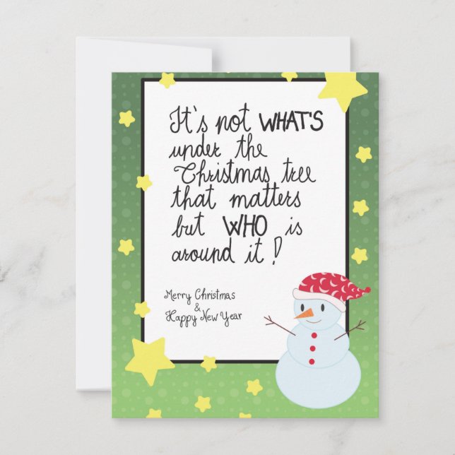 Snowman Christmas Flat Holiday Card (Front)
