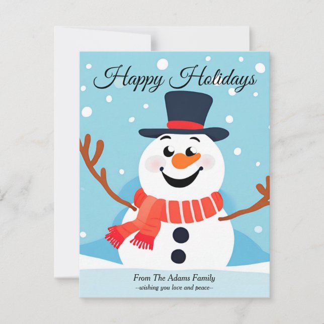 Snowman Christmas Flat Holiday Card (Front)