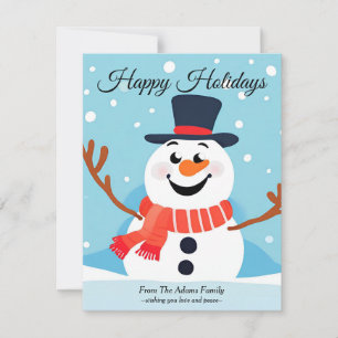 Snowman Christmas Flat Holiday Card