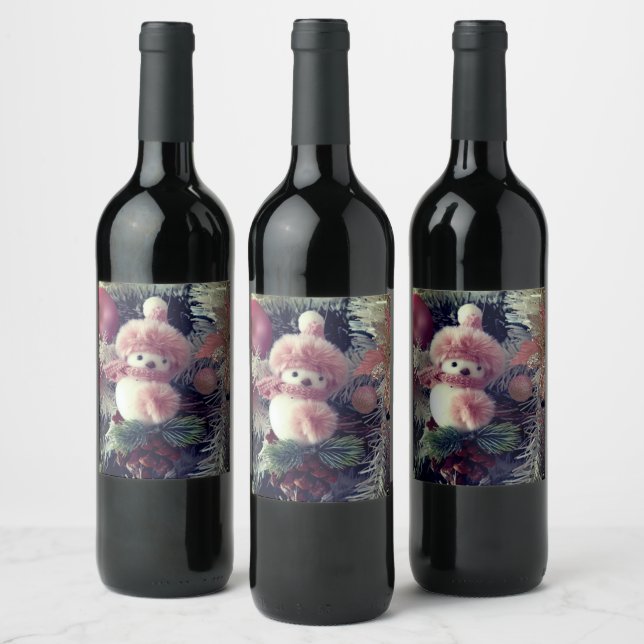 Snowman Christmas Food & Beverage Label (Bottles)