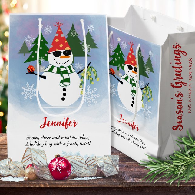 Snowman Christmas Gift Bag with Personalised Name (Creator Uploaded)