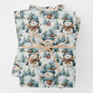 Snowman Christmas Gift Wrapping Paper